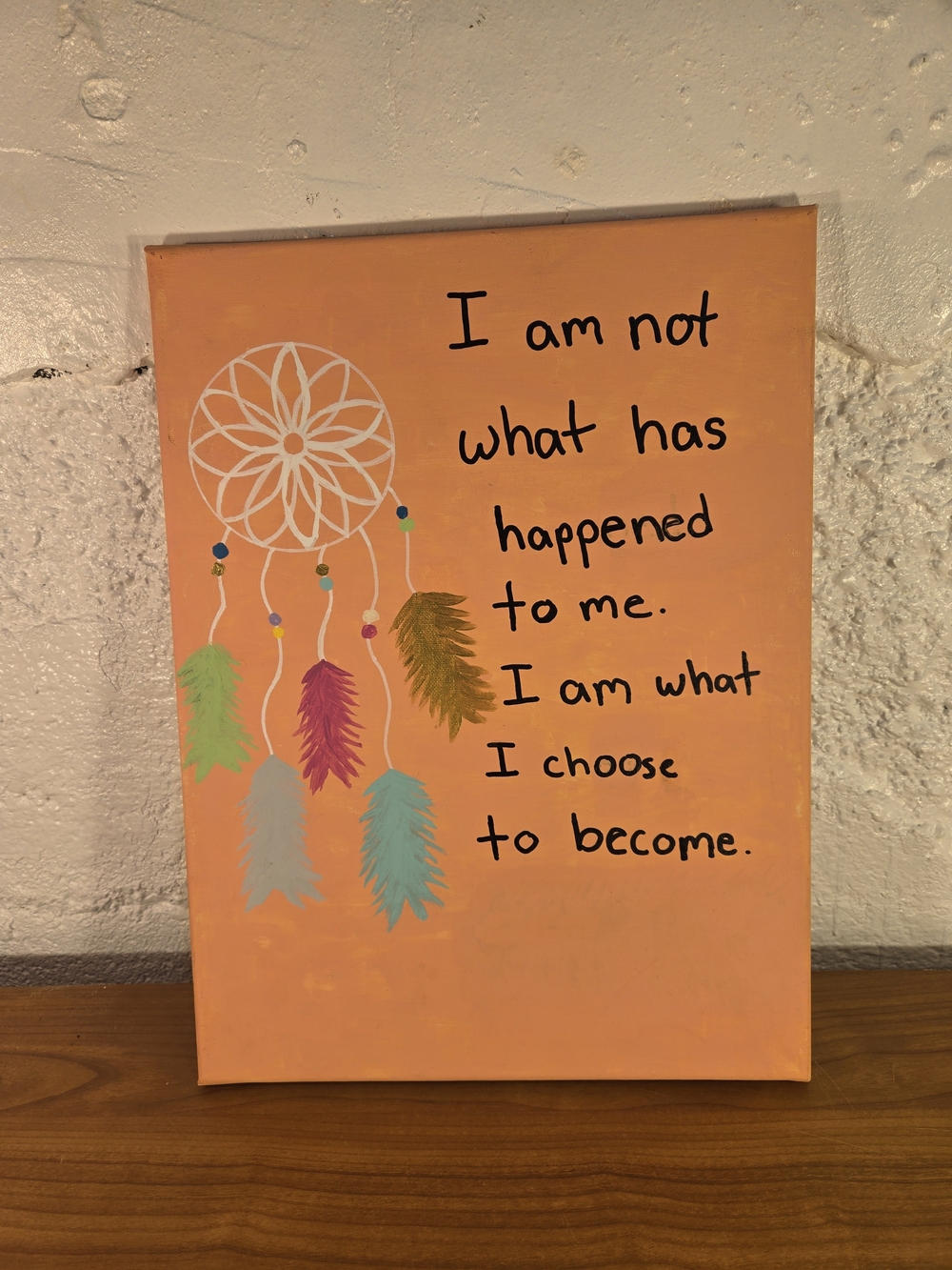 Hand Painted Canvas Wall Art Dreamcatcher Inspirational Quote Carl Jung 9x12